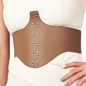 Light Brown Studded Corset Belt